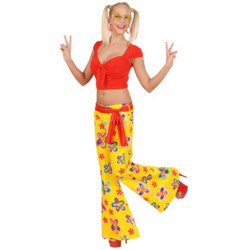 pantalon fleur jaune disco