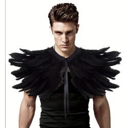 Cape / Epaulettes noir en plumes